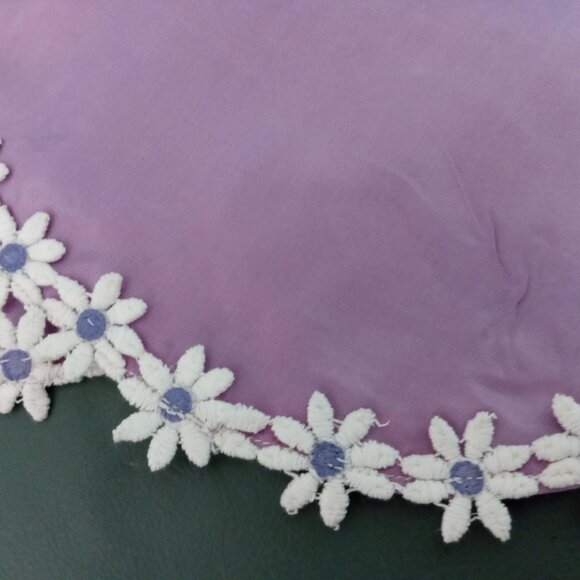 Pair (2) Small Round Purple with Daisy Border Placemat with Satin and Cotton - Picture 7 of 9
